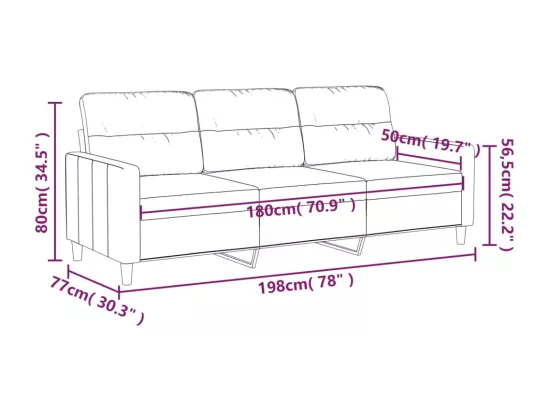Canapé à 3 places Gris clair 180 cm Tissu