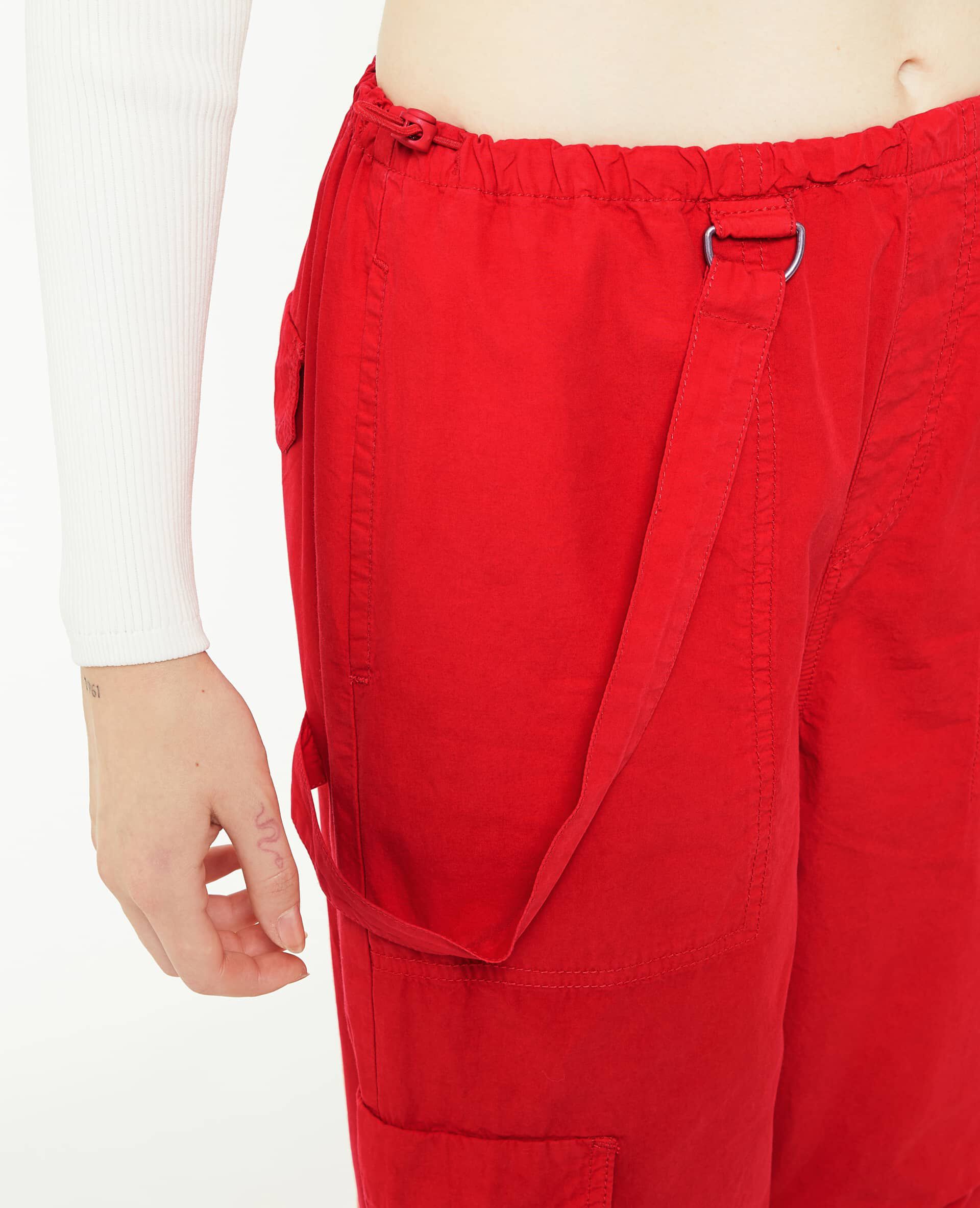 Pantalon parachute ceinture élastiquée - Rouge