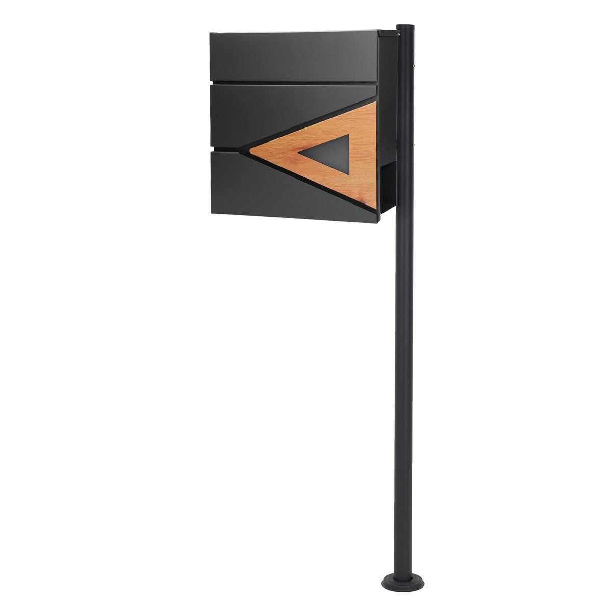 ECD Germany vrijstaande brievenbus met krantenvak, design brievenbus met post, brievenbussysteem, brievenbusstandaard 120 cm antraciet roestvrij staal, brievenbus 37x36,5 cm antraciet natuur eiken look staal