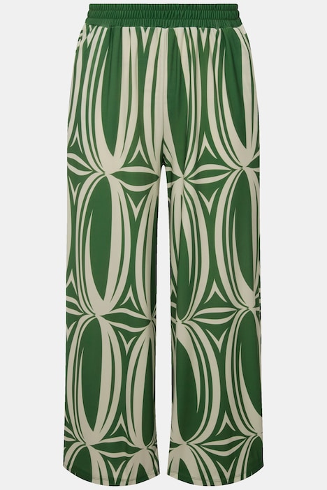 Jersey-Culotte, grafischer Druck, weites Bein, Elastikbund