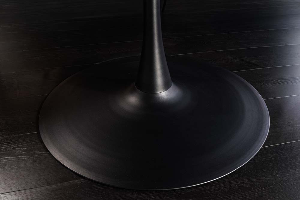 Runder Esstisch ATELIER 120cm braun Walnuss schwarzer Metall Säulenfuß