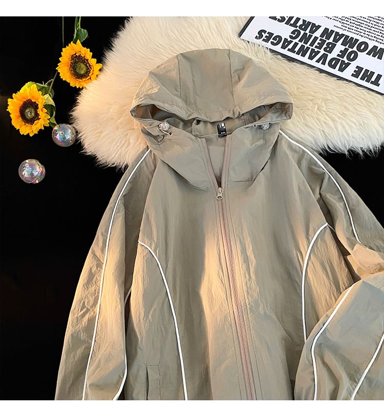 Mimiyox - Windjack met capuchon en contrasterende rand en rits