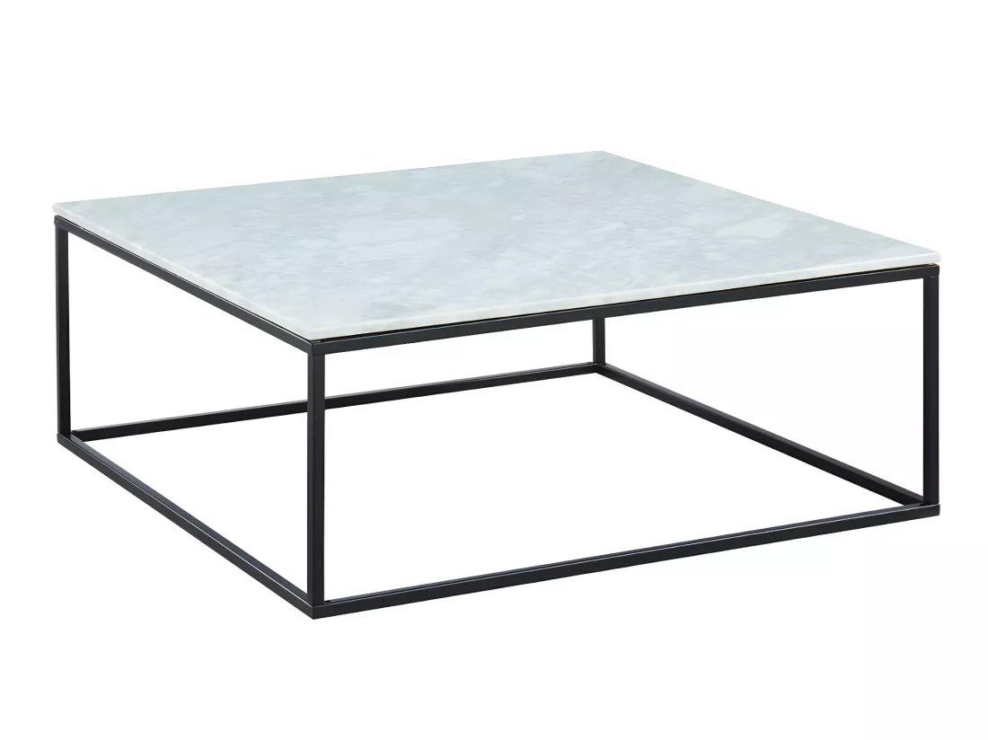 Table basse design ARETHA de Pascal MORABITO - Marbre et Métal - Blanc et Noir