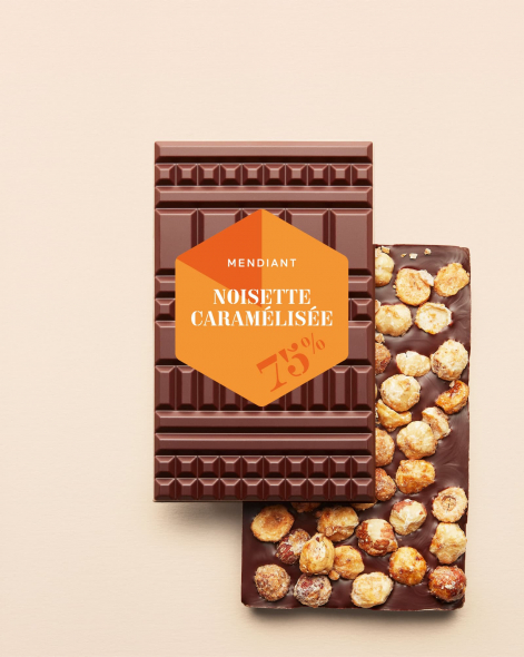 Tablette Mendiant Noisettes caramélisées Chocolat Noir 75% | Le Chocolat Alain Ducasse 100g