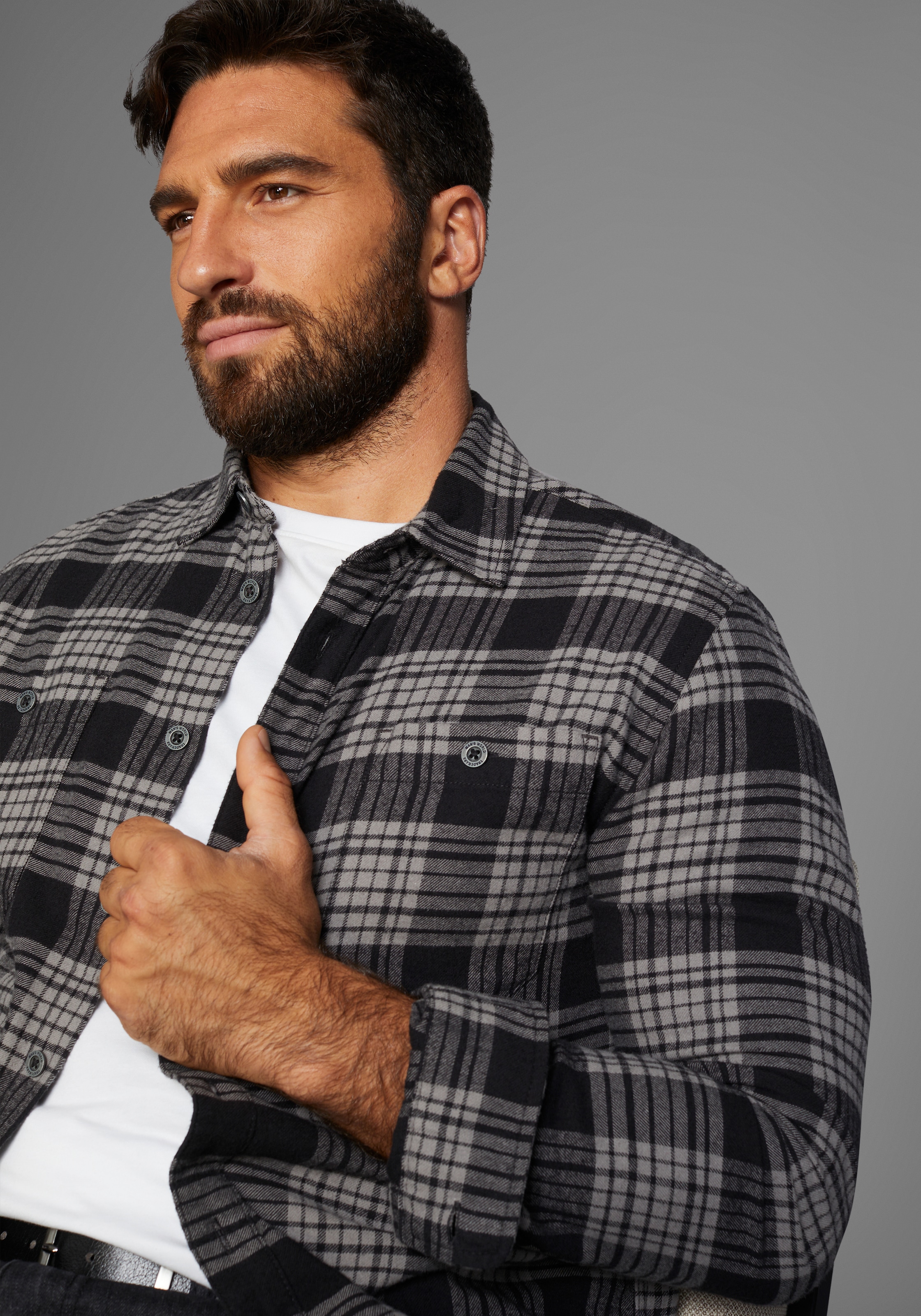 Man's World Flanellhemd , mit Brusttasche