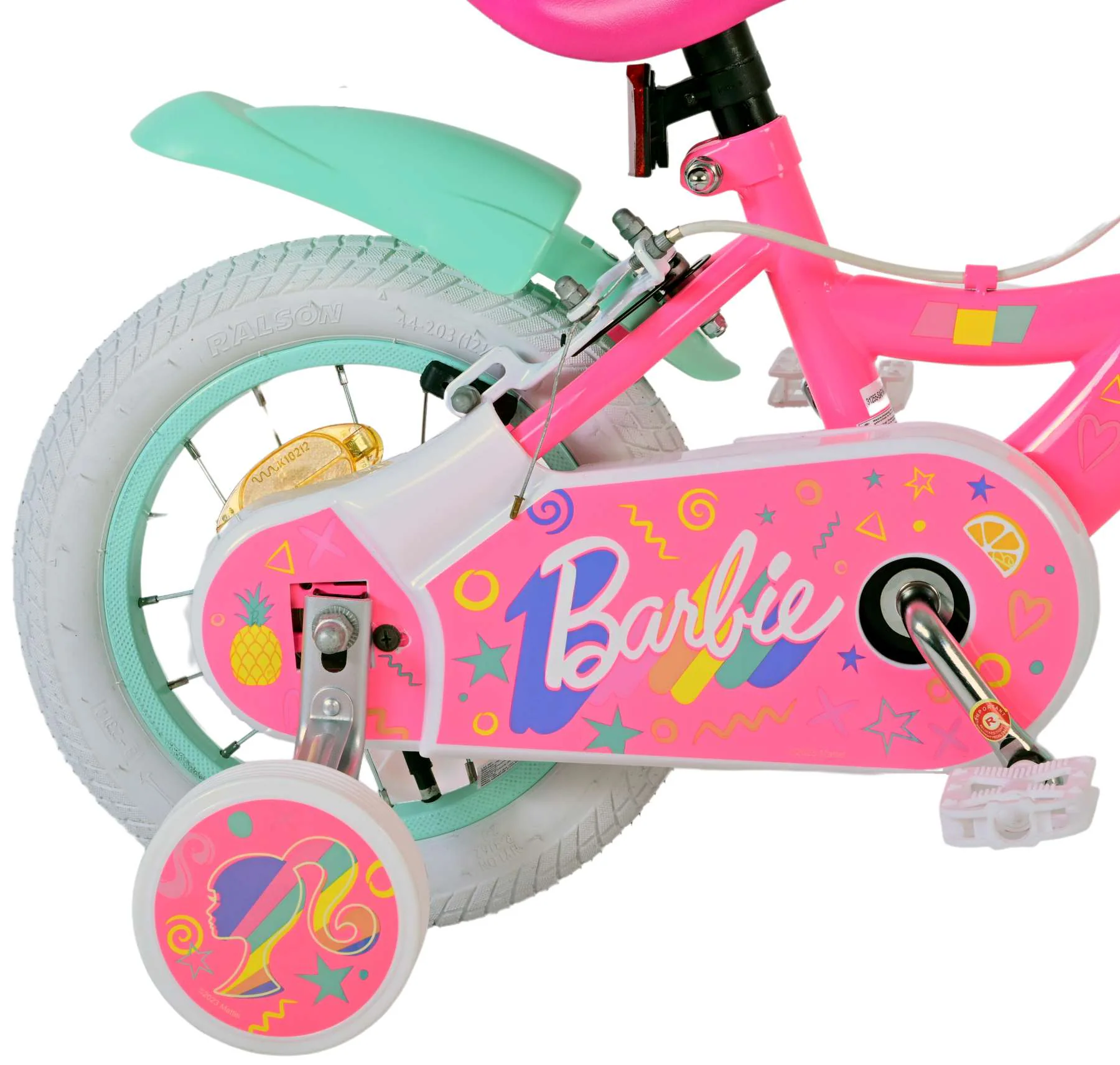TPFSports Barbie Kinderfahrrad - Mädchen - 12 Zoll - Rücktritt + Handbremse - Rosa