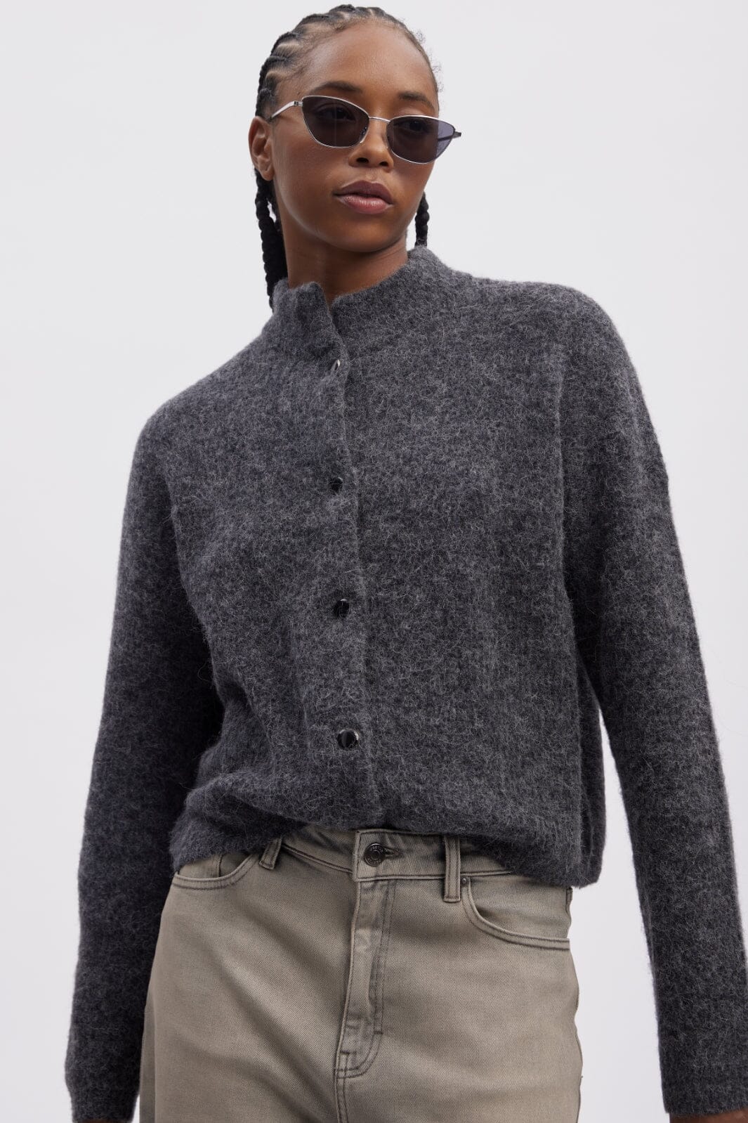 Gestuz Alphagz Short Cardigan 106286 charcoal melange