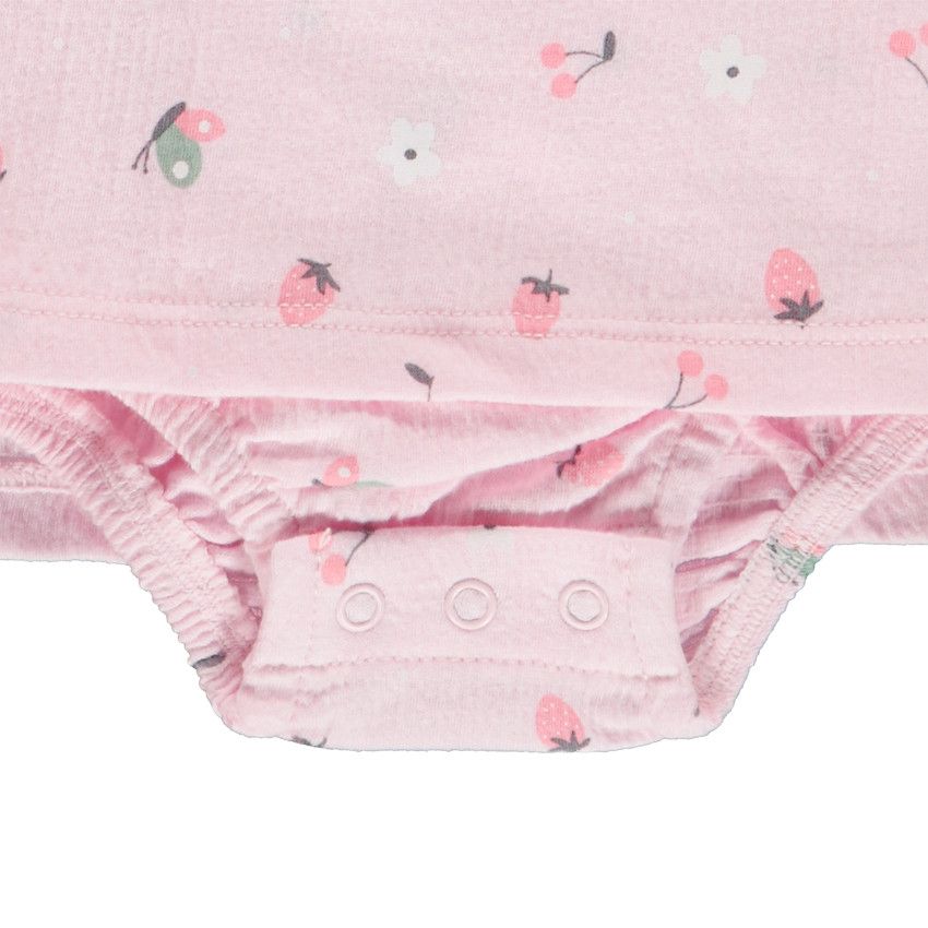 Robe body en jersey froissé imprimé pour bébé fille - Rose