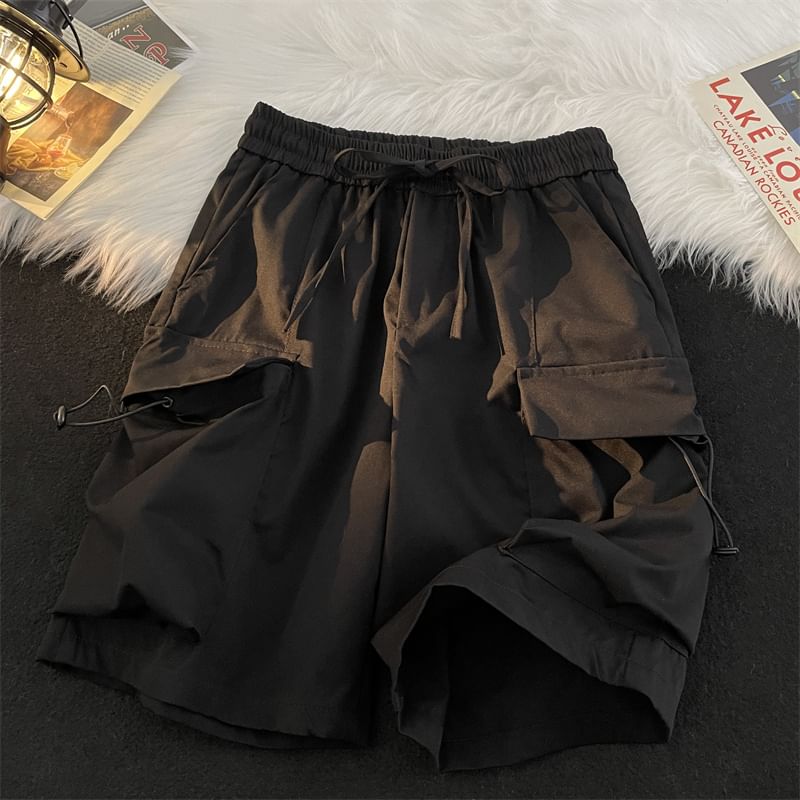 Trimecca - Cargoshorts met trekkoord en effen taille, middelhoge taille