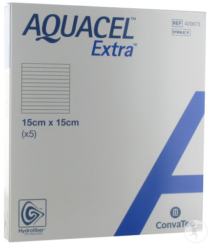 Aquacel Extra Pansement Hydrofiber Avec Renfort Fibre 15x15cm Pièces 5