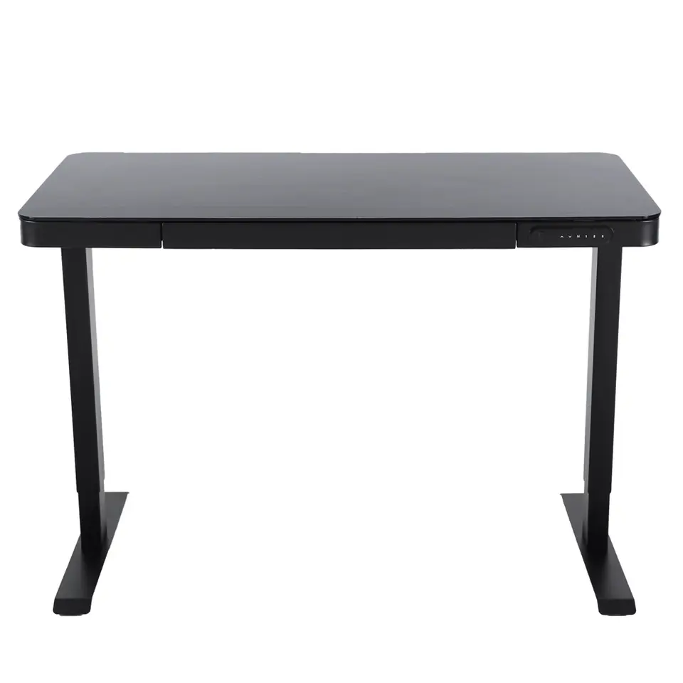 Elektrisch verstelbaar bureau / thuiswerkplek - 120x60 cm - Glas zwar