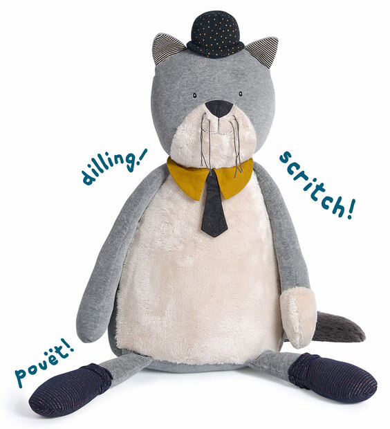Chat géant gris Fernand Les Moustaches - MOULIN ROTY