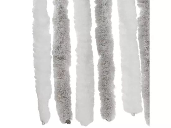 Rideau anti-mouches gris clair et blanc 90x200 cm chenille