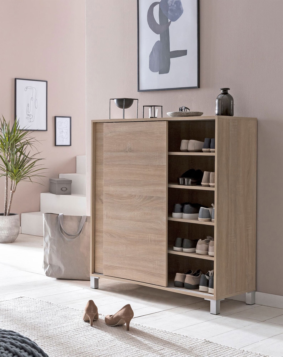 Schuhschrank 100 x 108 cm Sonoma Eiche-Dekor