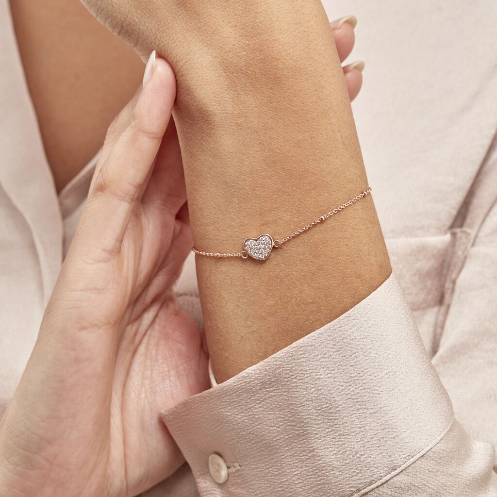 Bracelet Pascual Argent Met Rose Oxyde De Zirconium