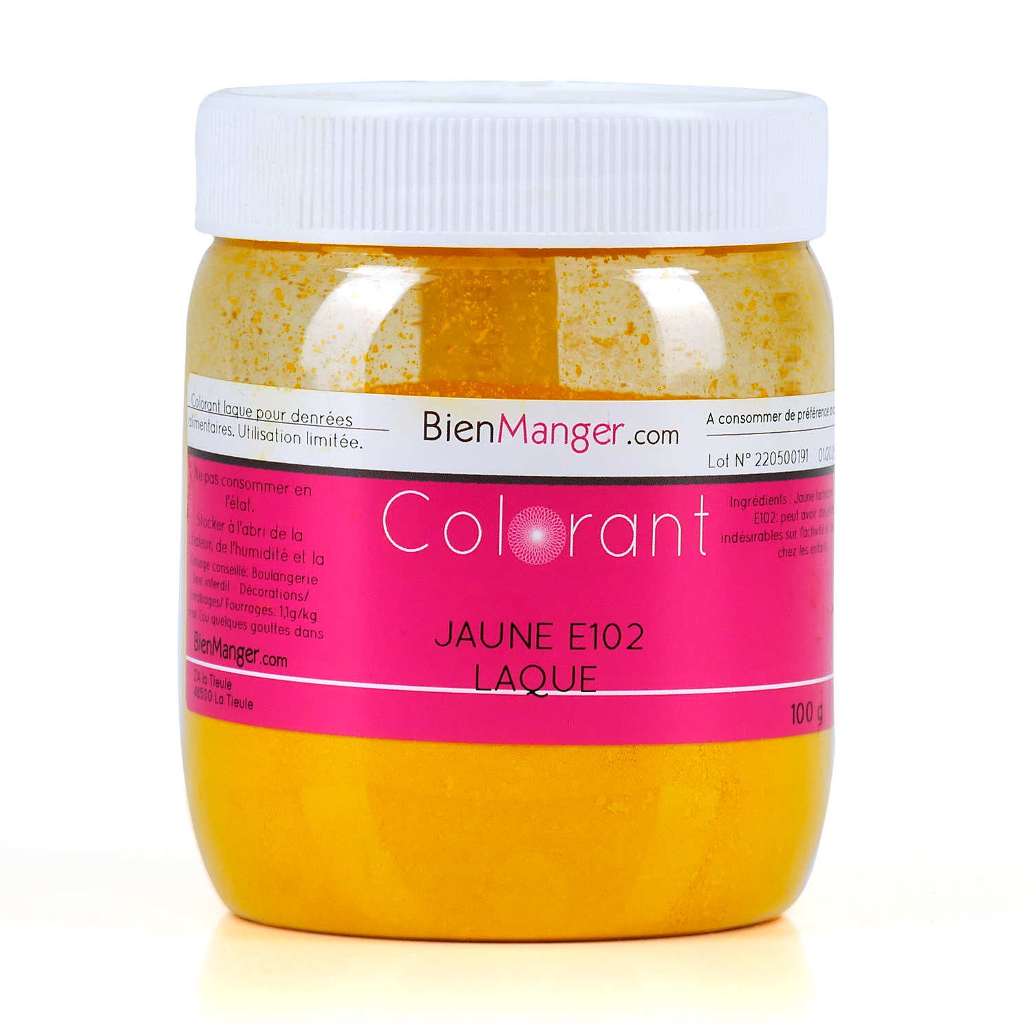Colorant alimentaire jaune citron E102 - Poudre hydrosoluble