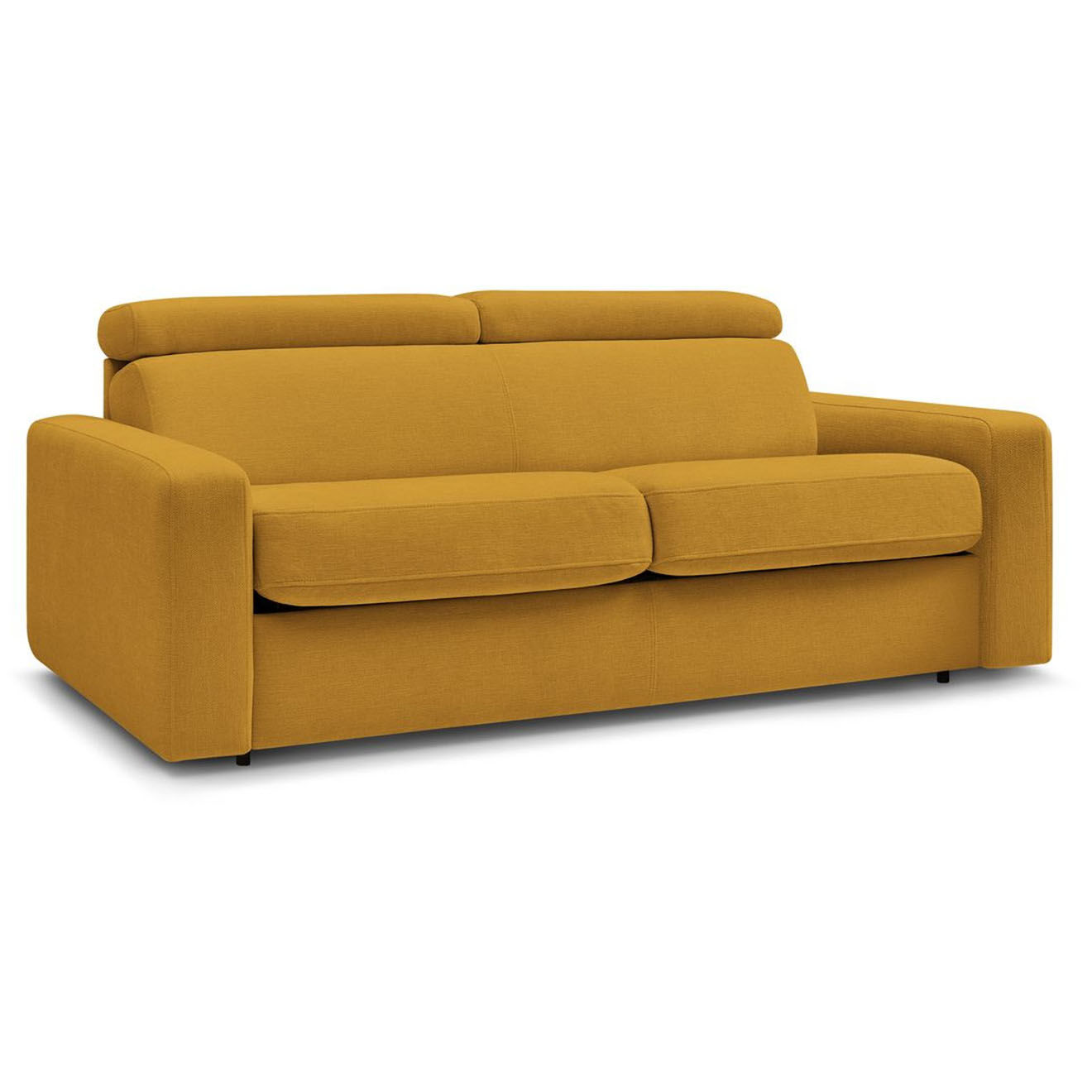 Bobochic Canapé convertible monaco ouverture express tissu lisse jaune - 195x99 cm