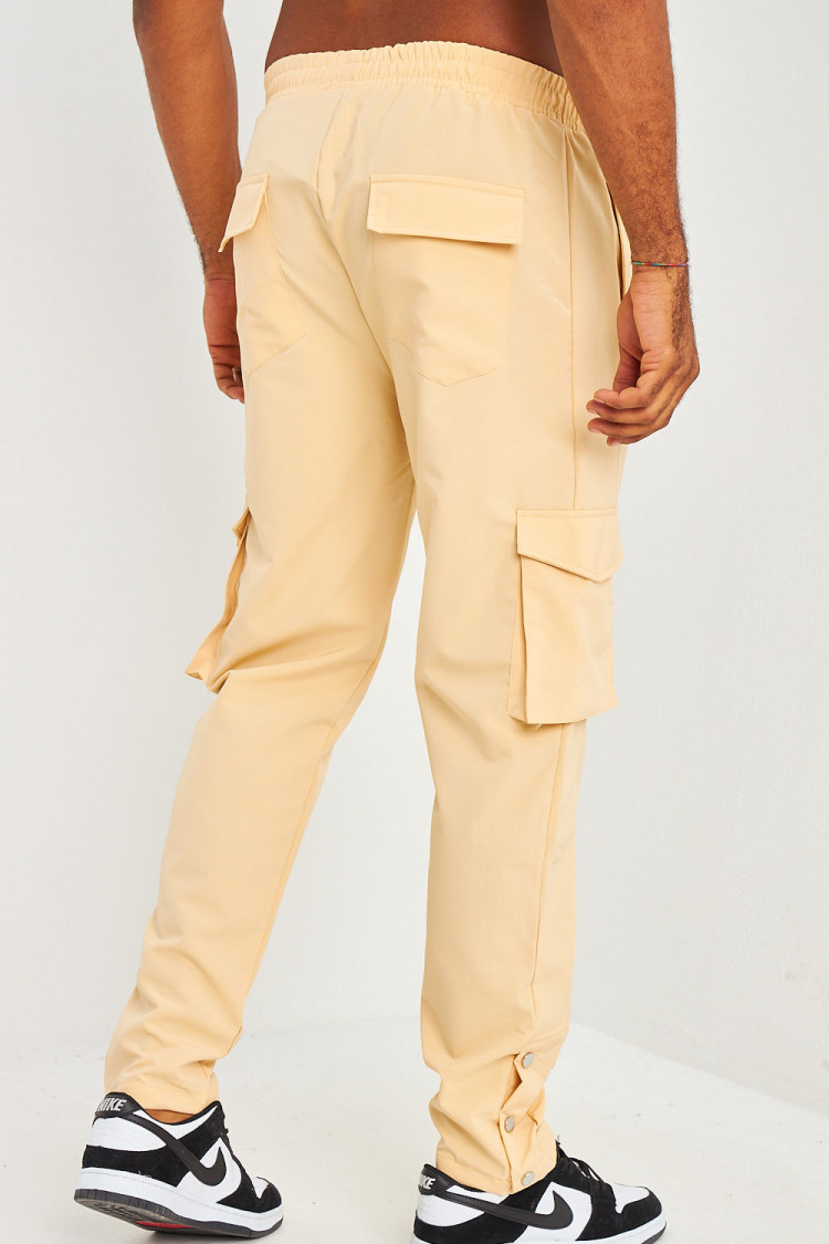 Pantalon cargo poches plaquées beige