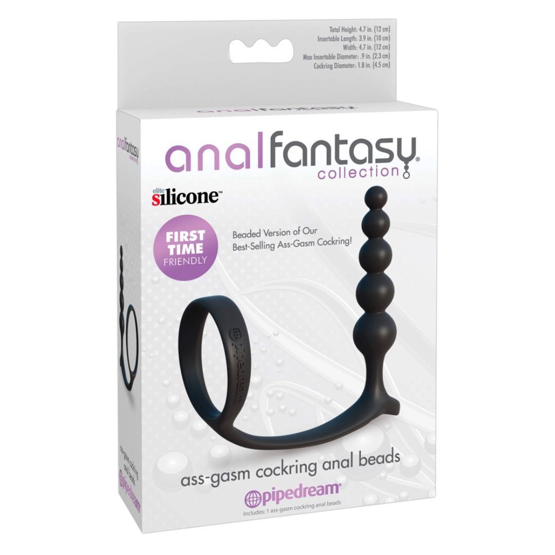 Penisring mit Kugel-Analplug  | Unterstützt Erektion, aus Silikon | Fetish Fantasy Series