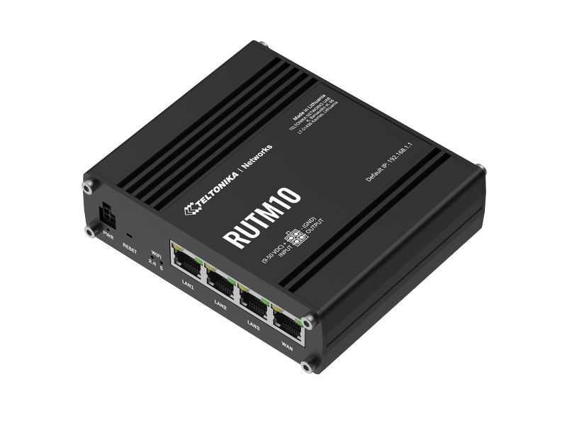 Teltonika Dual-Band WiFi Router RUTM10 Industrierouter Kabelgebundener Router mit vier Gigabit-RJ45-Ports und Wi-Fi 5-Konnektivitätsoptionen