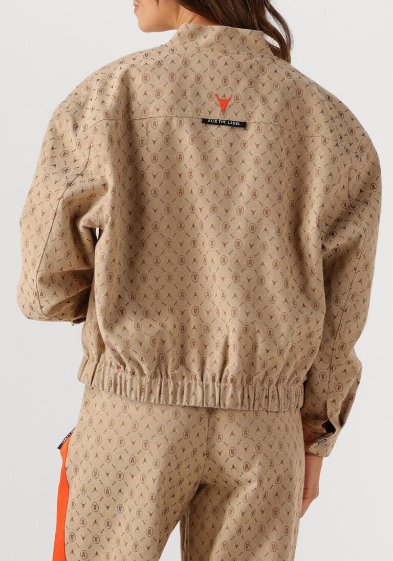 beige alix the label jack ladies woven logo jacket
