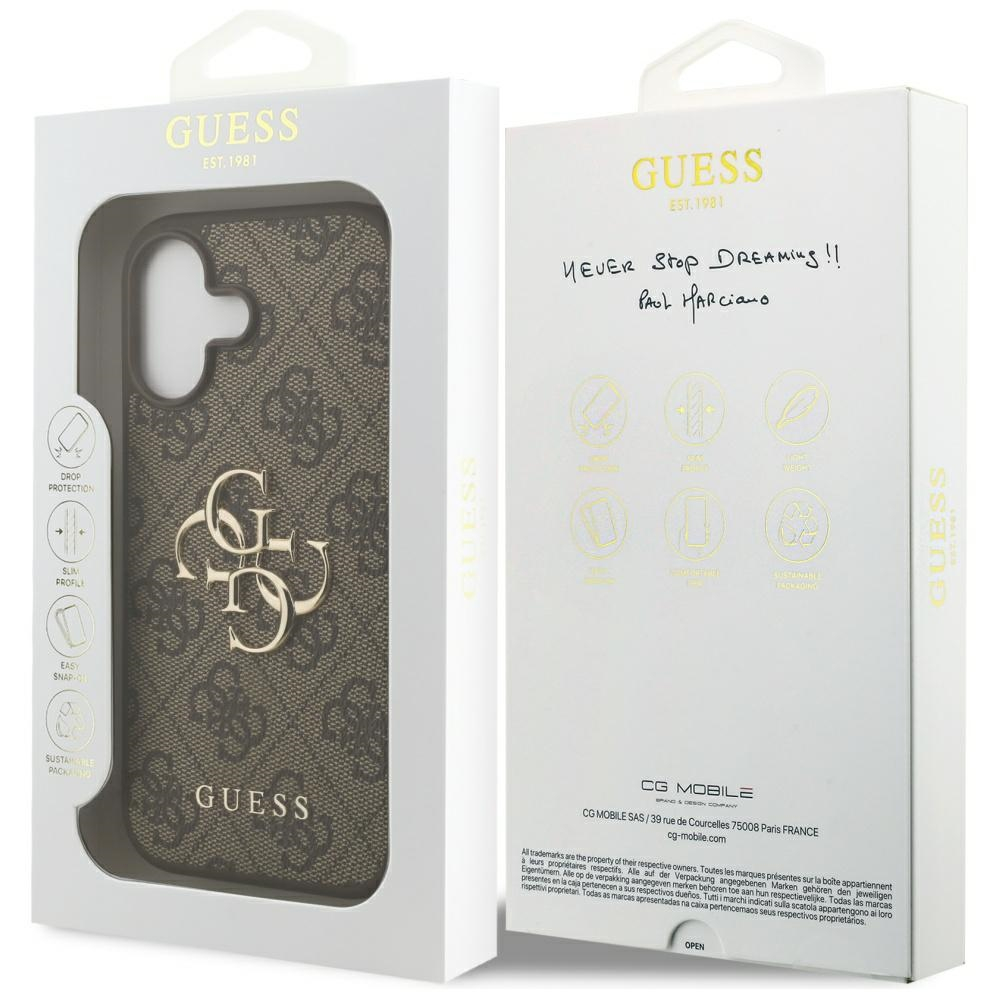 iPhone 17 Leder Hardcase Hülle 4G Big Metal Logo (GUHCP17S4GMGBR) - Braun