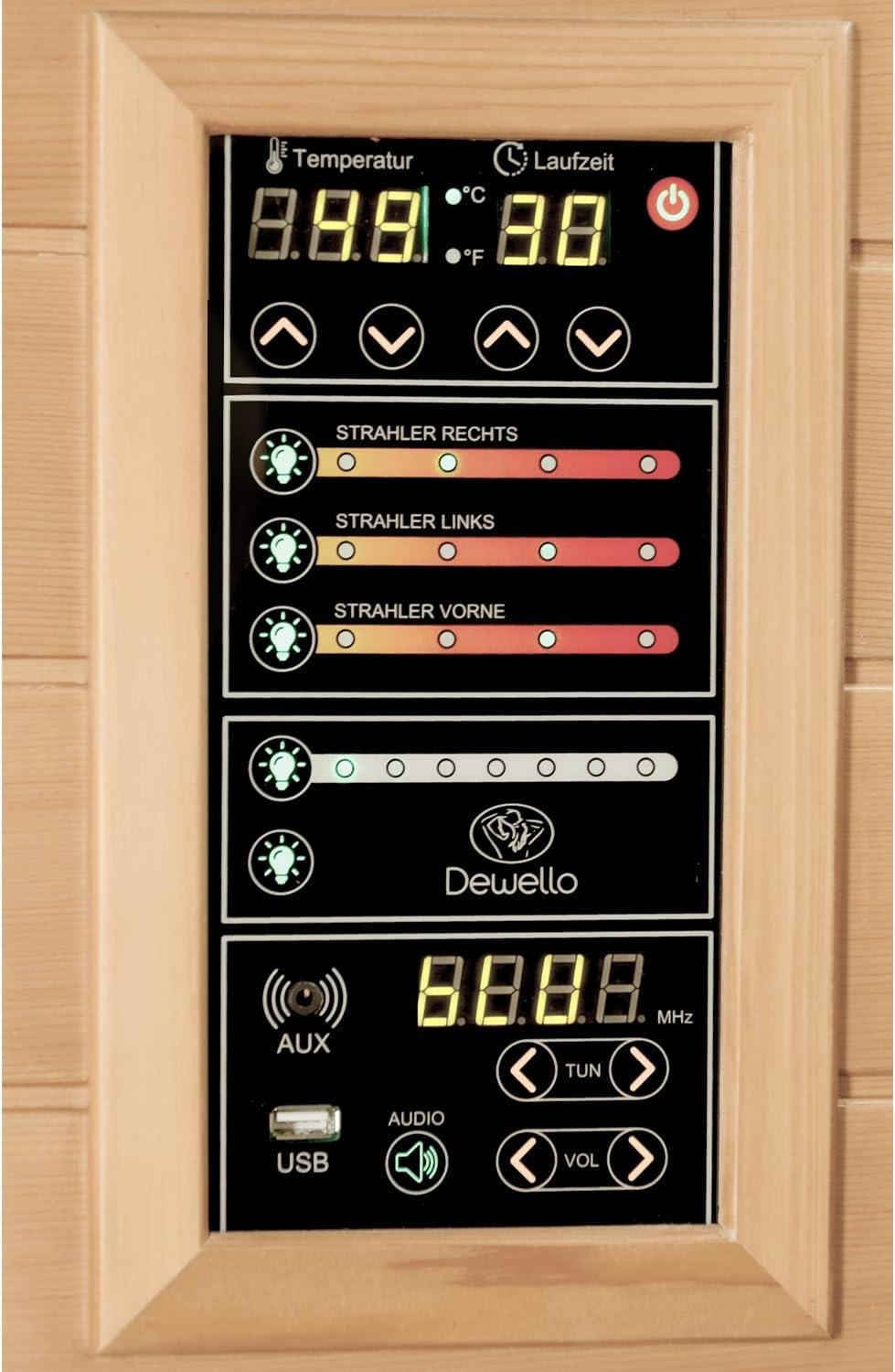 Dewello® Infrarotkabine Infrarotsauna Pierson PRO 100x100 für 1 Person aus Hemlock und Zedernholz, Duo Vollspektrumstrahler, Bodenstrahler, LED-Farblicht, Bluetooth