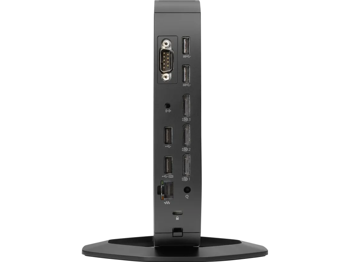 HP t640 - Tynd klient - SFF - 1 x Ryzen Embedded R1505G / op til 3.3 GHz - RAM 8 GB - flash 64 GB - Radeon Vega 3 - Gigabit Ethernet - 802.11a/b/g/n/ac, Bluetooth 5.0 - Windows 10 IoT Enterprise for Thin Clients 64-bit - skærm: ingen - tastatur: tysk