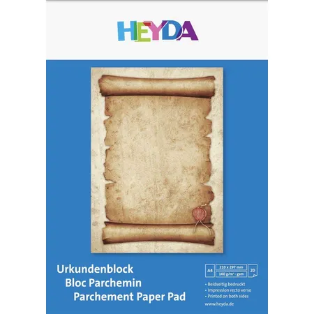Heyda Urkundenblock A4 chamois/braun, gewölkt, 20 Blatt