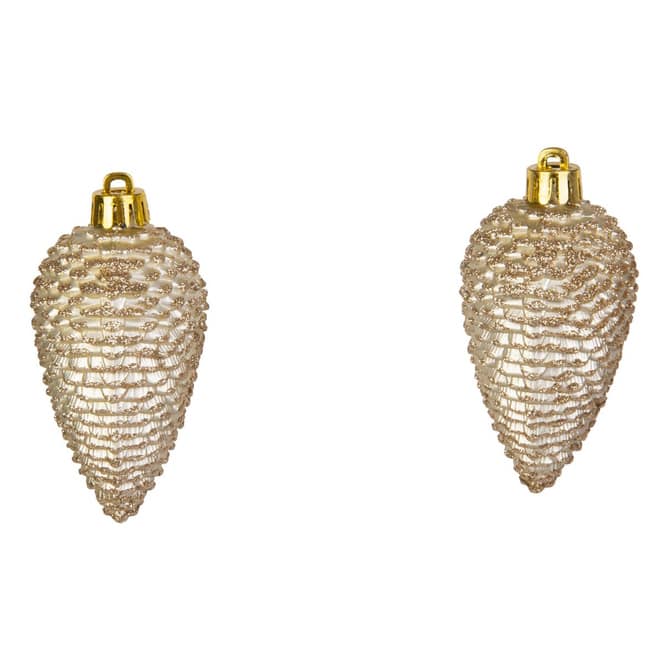 Baumhänger - Zapfen - bruchfest - gold - ca. 8 cm - 6 Stück