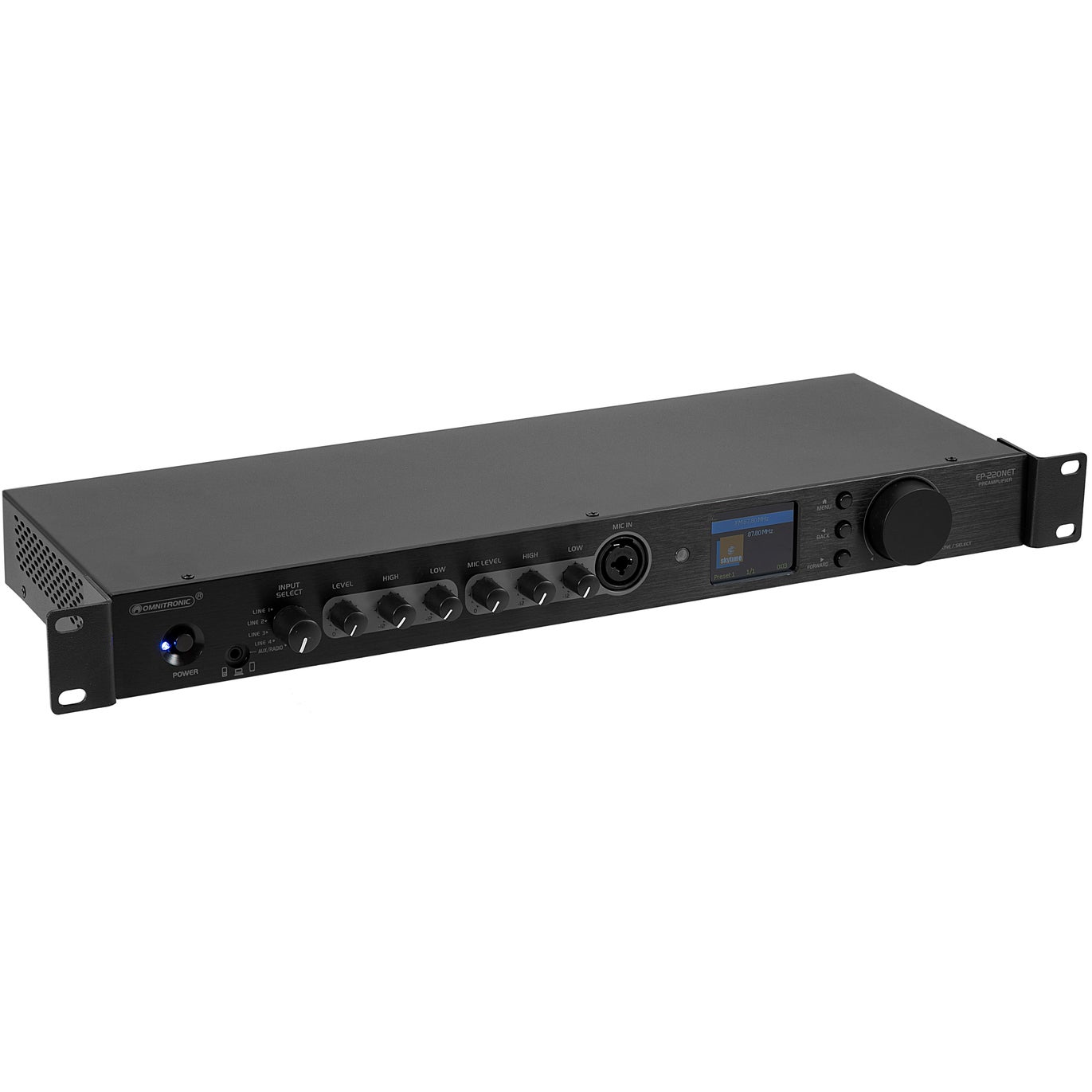 Omnitronic EP-220NET voorversterker met internetradio, DAB+ en Bluetooth