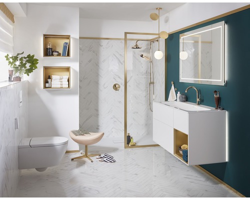 Villeroy & Boch ViClean-I 100 douchetoiletset, diepe spoeling, open rand, glanzend wit met coating, met toiletzitting V0E100R1