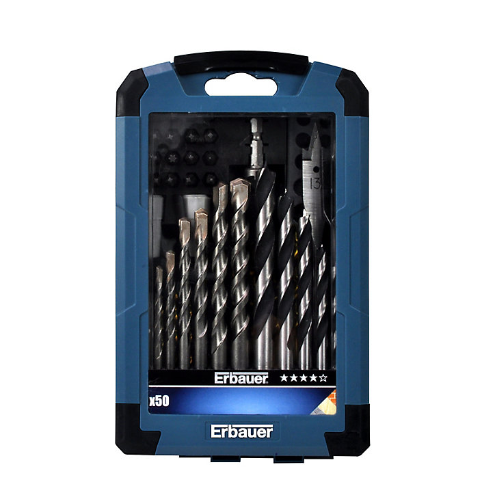 Coffret assortiment forets et embouts perçage vissage Erbauer (50 pcs)