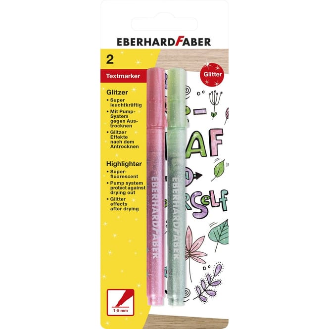 Textmarker - Glitzer Pastell - rosa, grün