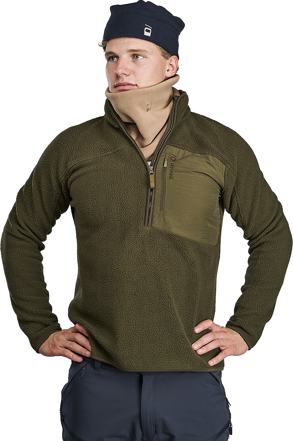 Pile Fleece Pullover Herre 08/Grønn