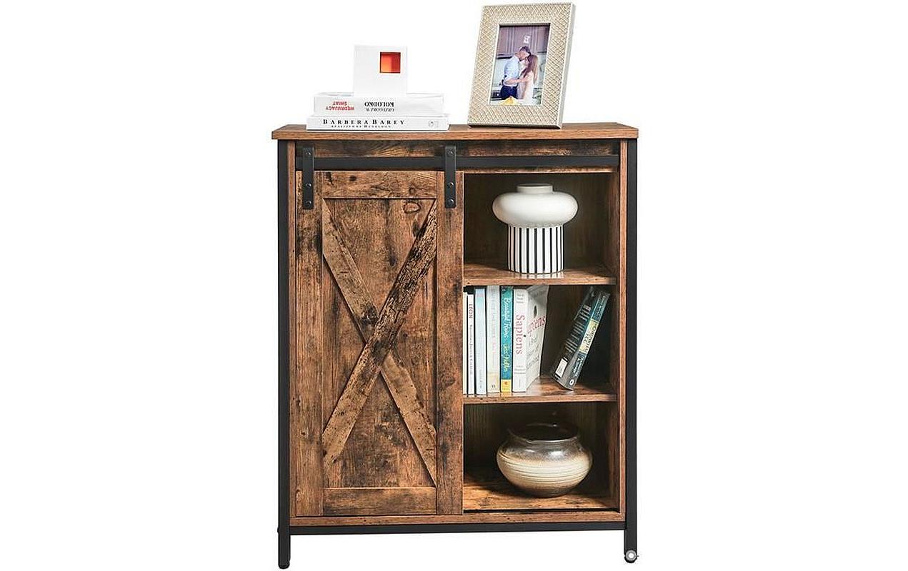Kommode mit Schiebetür 70 x 80 cm, Braun/Schwarz<br>Sideboard