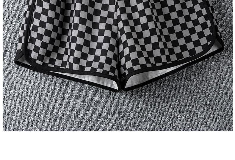 Dovitade - Geruite shorts met hoge taille en bies
