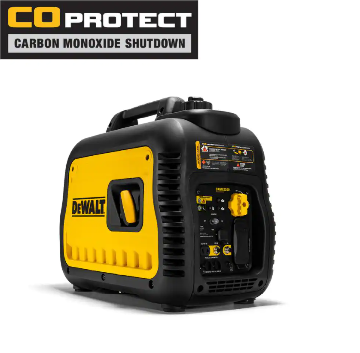 Gerador inversor a gasolina DEWALT Ultra Silencioso de 2200 watts com partida manual, acelerador automático e tecnologia CO-PROTECT, 50-ST
