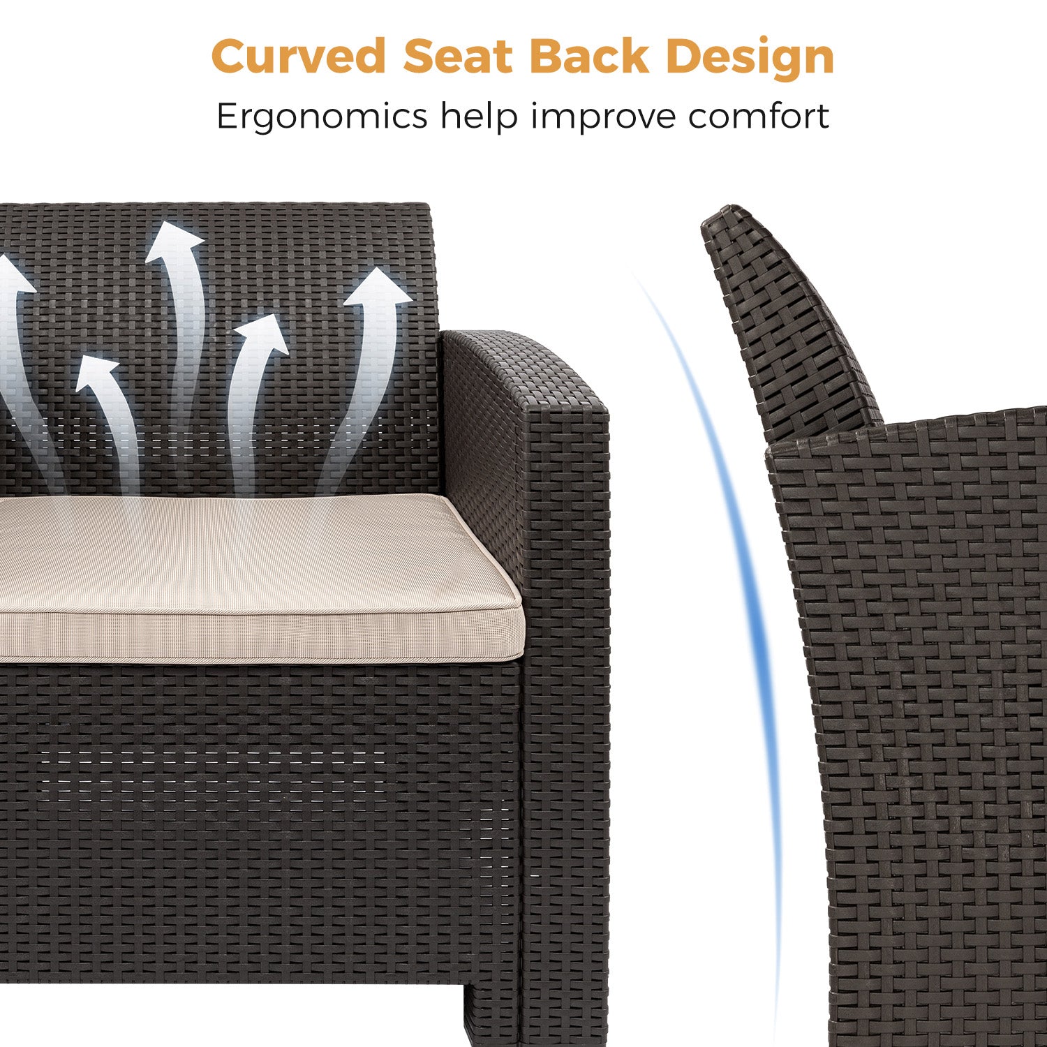All Weather Anti-UV Patio Conversation Set PE Rattan Wicker Sofa Armchair for Outdoor Indoor Backyard Porch Garden Poolside USE