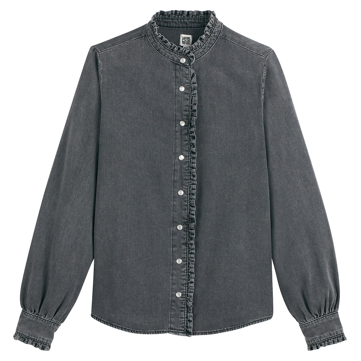 LA REDOUTE COLLECTIONS<br>Camisa jeans manga comprida com gola vitoriana