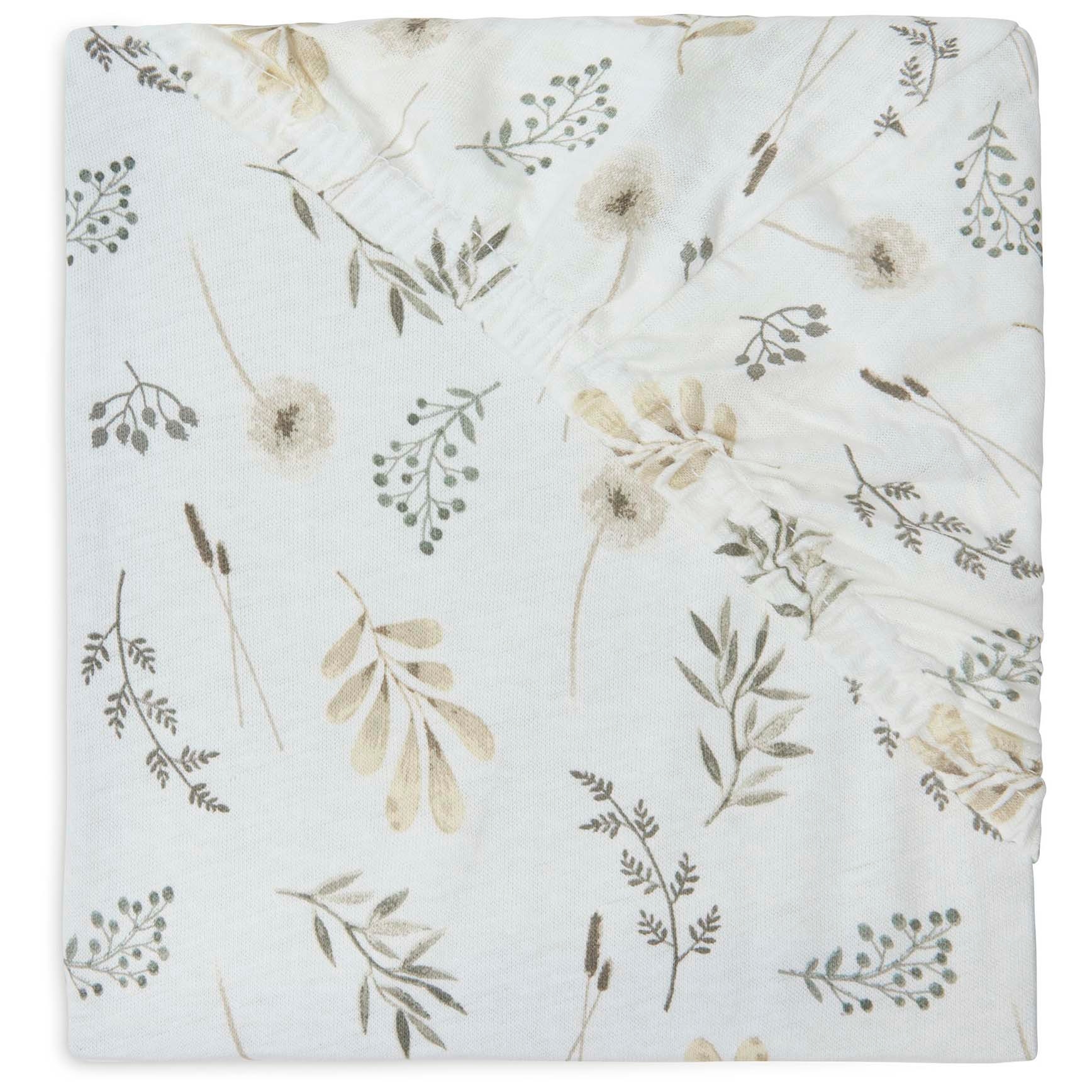 Jollein wieg hoeslaken Wild Flowers wit