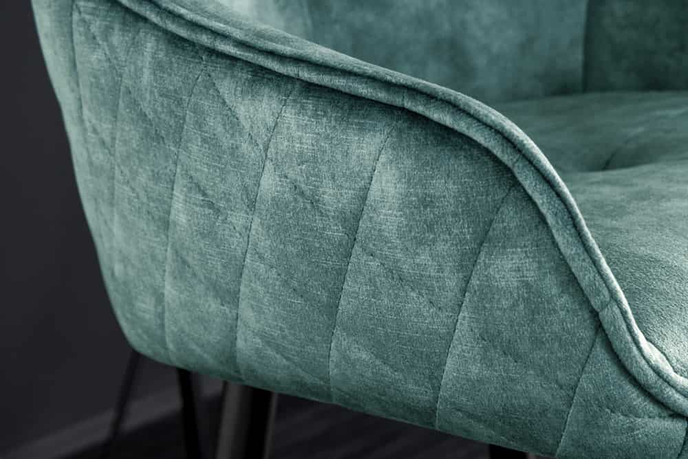 Design Barhocker EUPHORIA petrol Samt schwarze Metallbeine Barstuhl mit Lehne