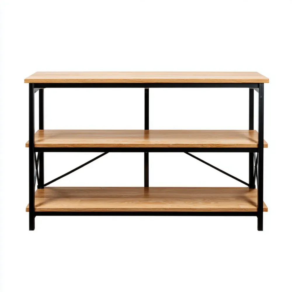 Regal Holz-Metall 90x40x75 cm Eiche Schwarz