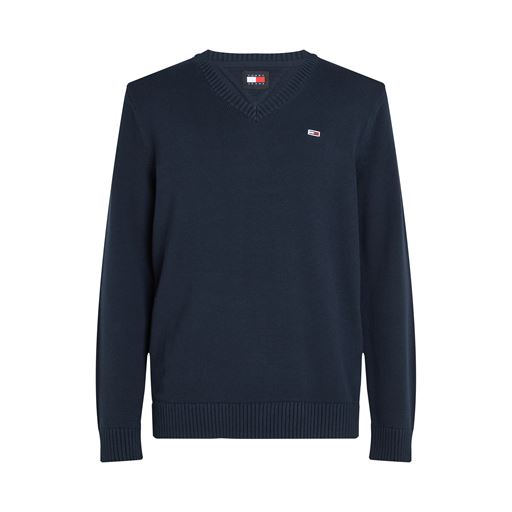 Tommy Jeans Slim Essential Vneck Striktrøje, Dark Night Navy, M