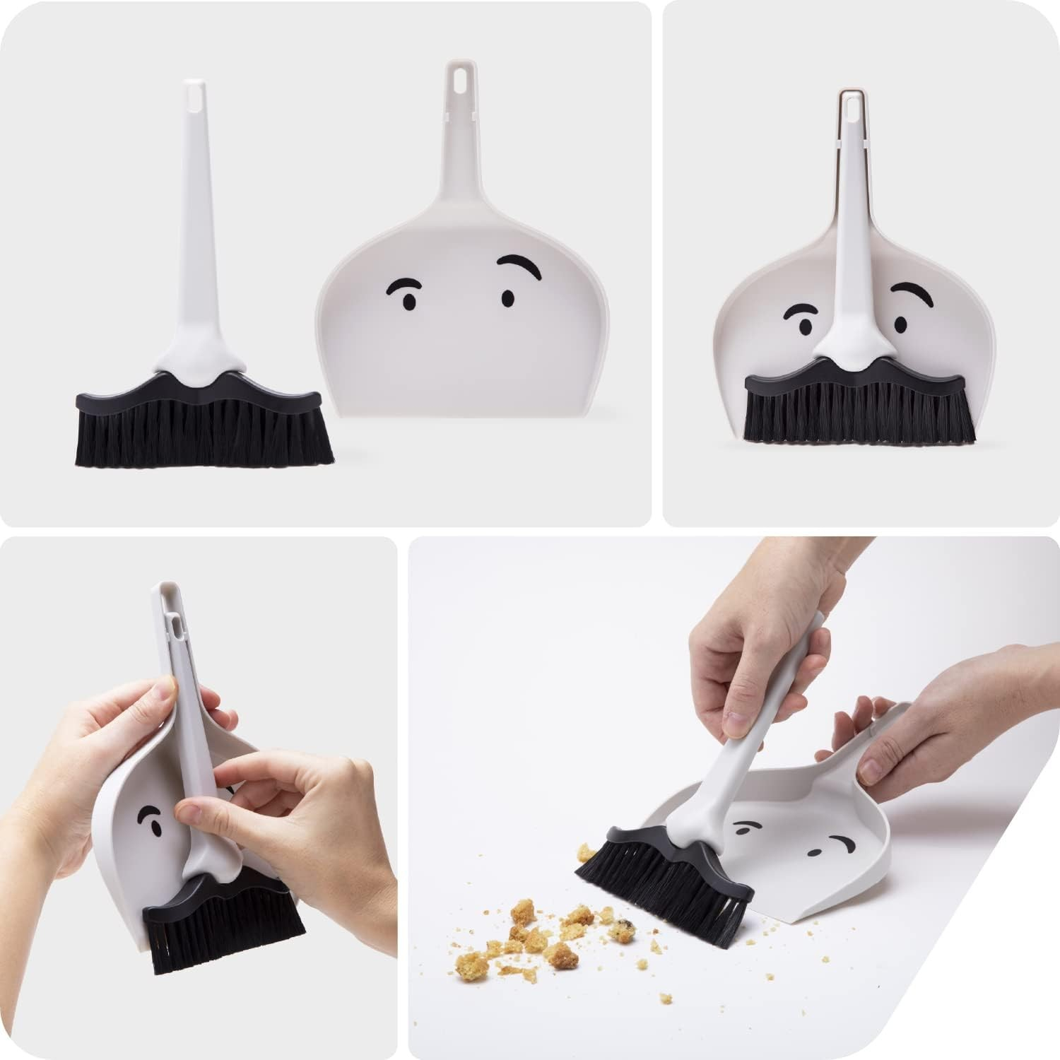 (2-tlg. Set) Mini Besen mit Kehrschaufel Haushalt Handfeger Desktop Reinigungs Hilfe - Moustache