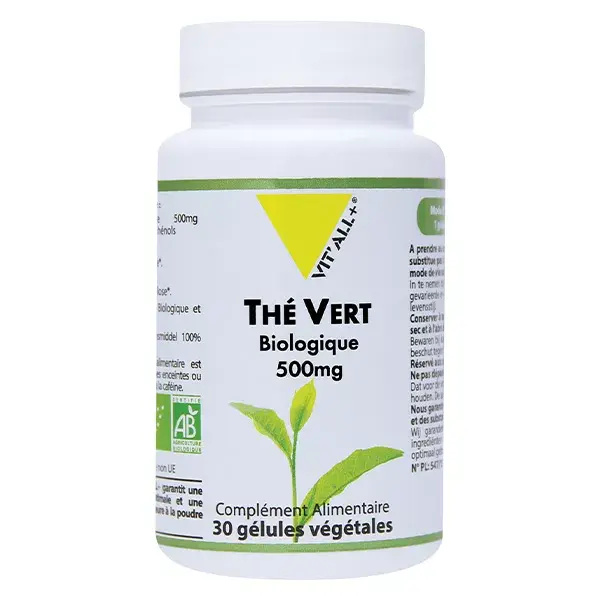 Vit'all+ Chá Verde Orgânico 500mg Extrato Padronizado 30 cápsulas