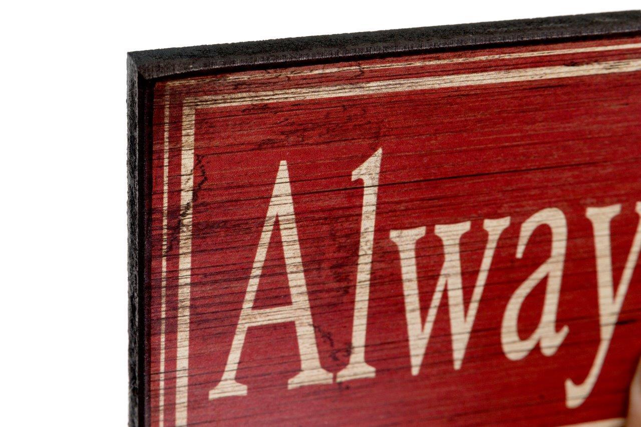 Holzschild ALWAYS KISS ME GOODNIGHT - bunt - 40x10 cm