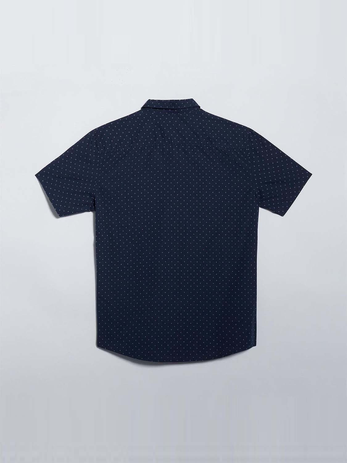 Chemise Homme Manches Courtes Micro Motif bleu marine