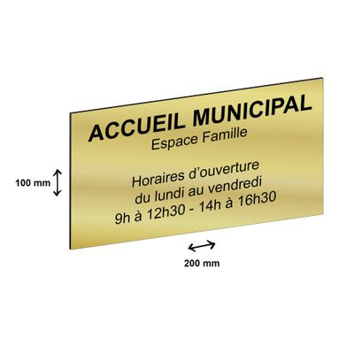 Plaque personnalisée avec votre texte - 200 x 100 mm - dorée - adhésivée prête à poser