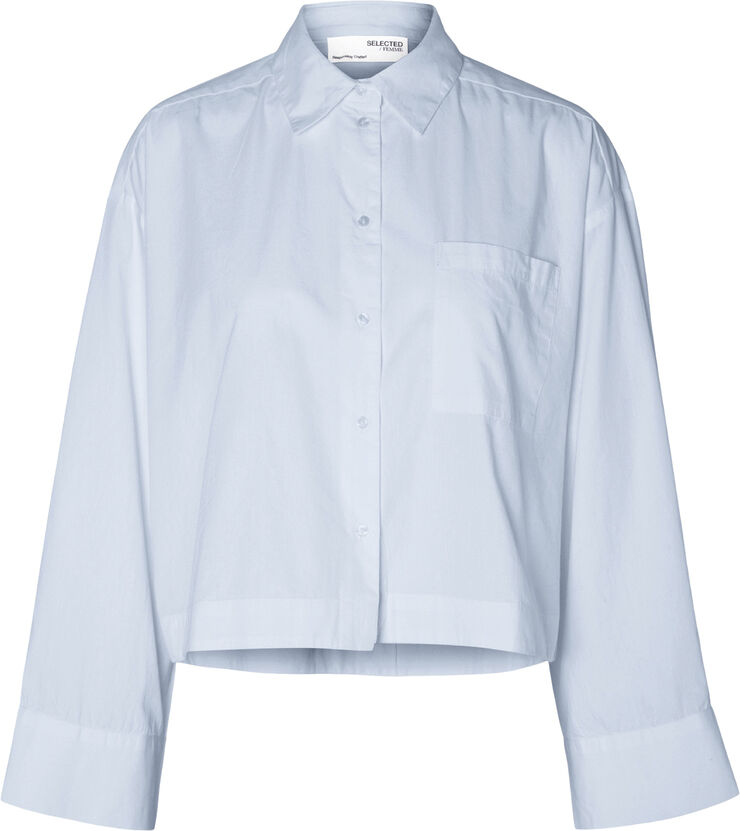 Selected Femme SLFASTHA LS CROPPED BOXY SHIRT B Blå